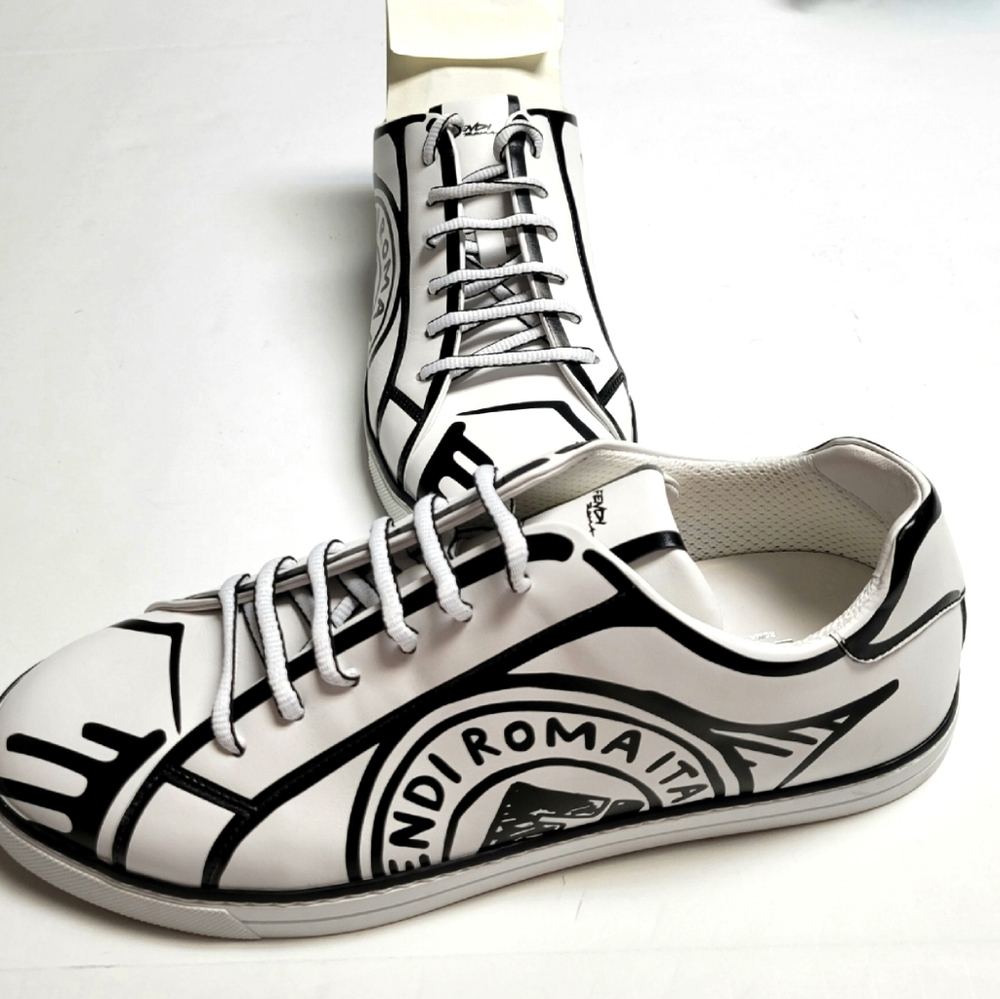 Fendi Roma X Joshua Vides TROMPE L’OEIL STAMP 9 US Leather Low-Top Men's Sneaker